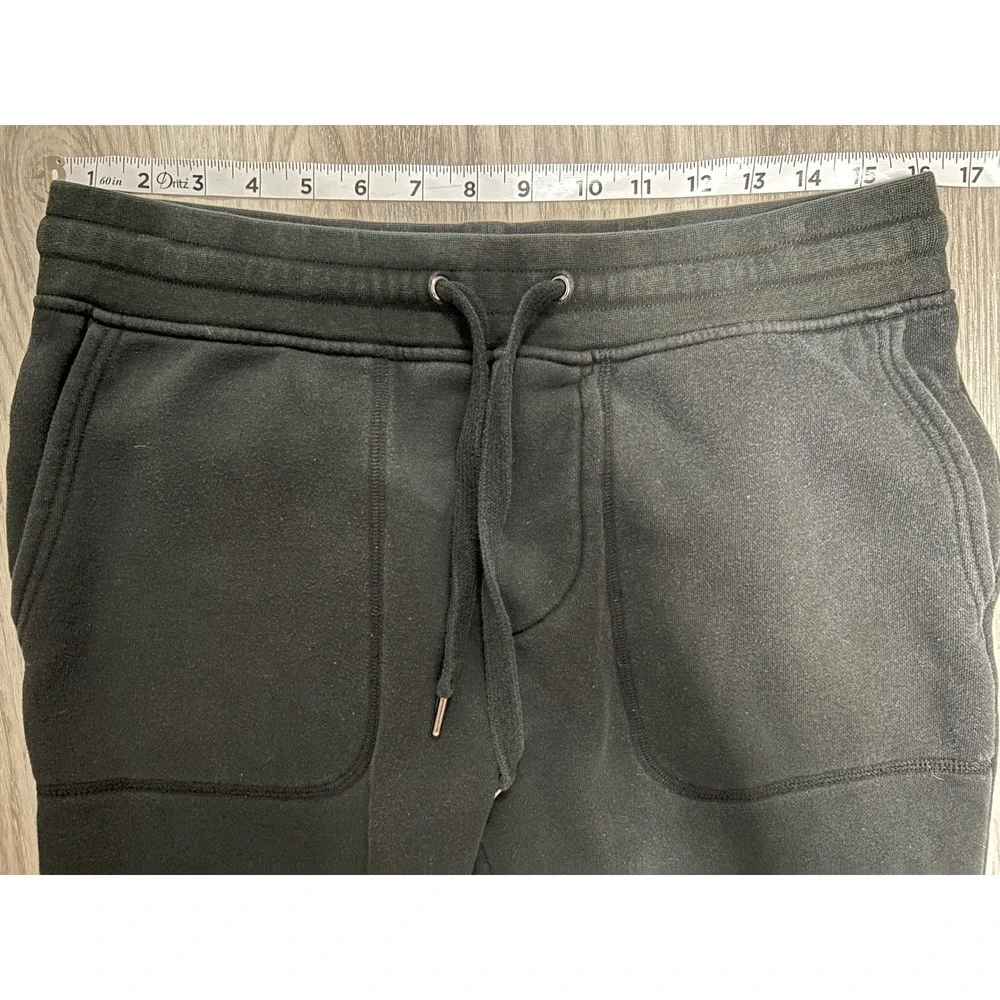 Banana Republic Mens Fleece Jogger Sweatpants Cotton Poly M Black Solid Pockets